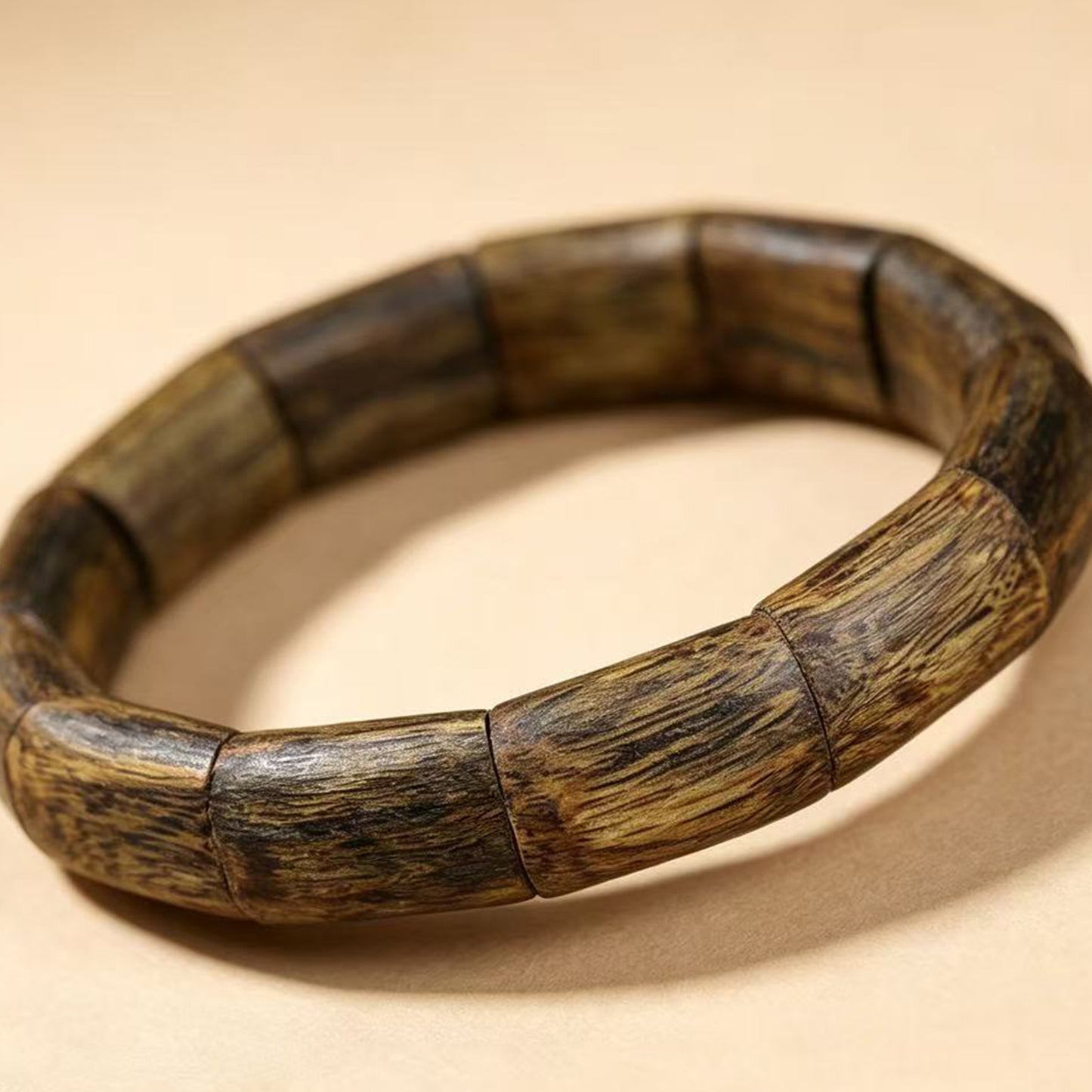 10mm | Handcarved Agarwood Bangle Bracelet | Natural Oud Wood | Artisan Crafted Wooden Cuff | Sustainable Plantation Sourced