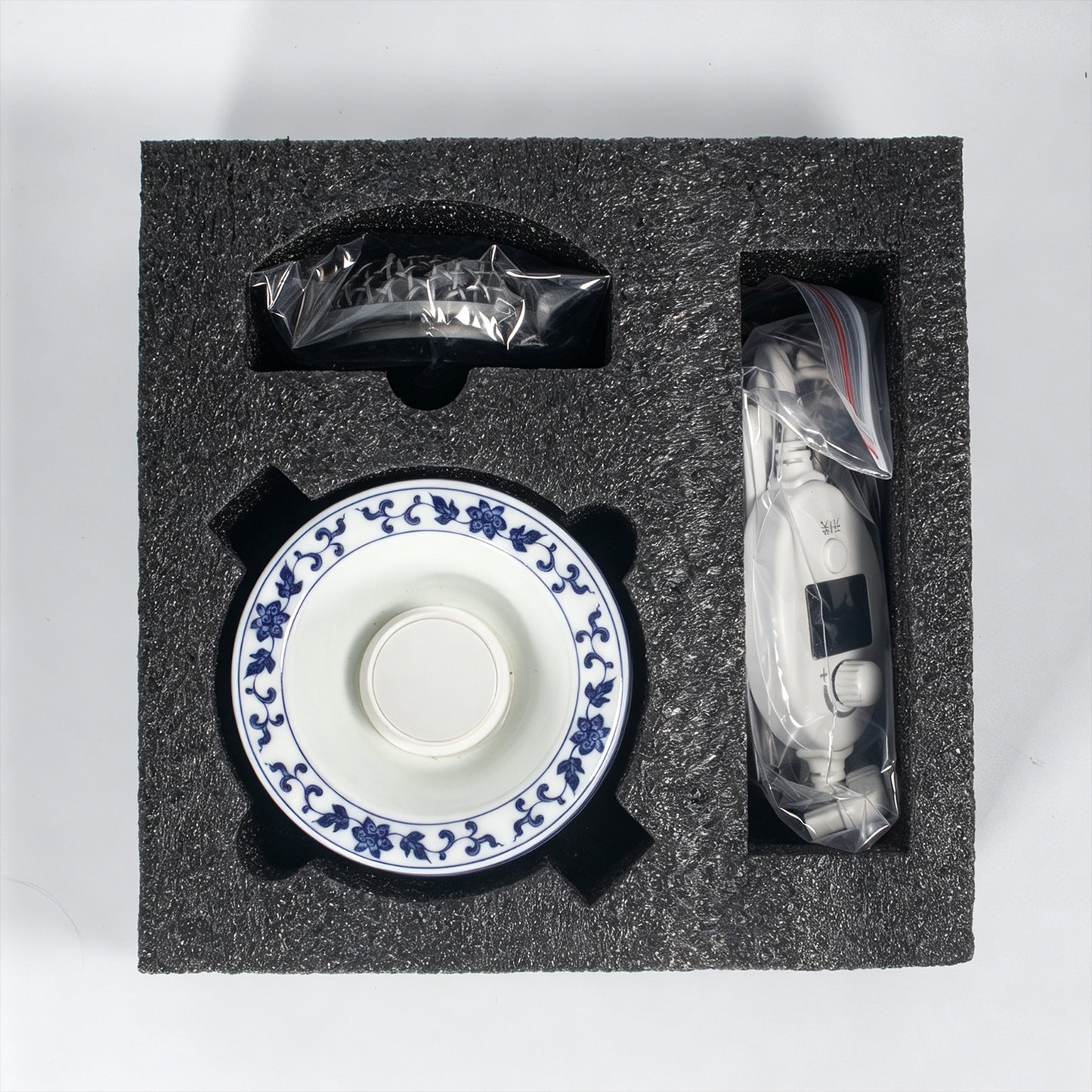 Blue and White Porcelain Electric Incense Burner with Night Light | Ceramic Aroma Diffuser with Timer | Chinese Style Zen Home Decor