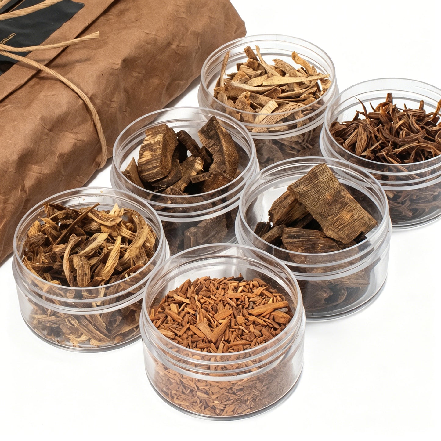 Natural Aromatic Wood Chips Sampler Set, 6 Varieties Agarwood & Sandalwood for Electric Burner, Premium Resin Incense Materials