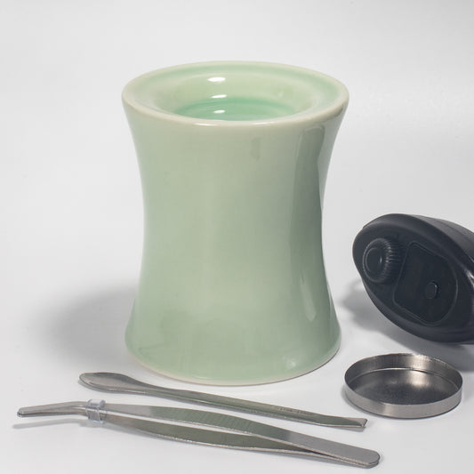 Ceramic Electric Incense Burner with Timer & Temperature Control, Handmade Aromatherapy Diffuser, Zen Home Decor