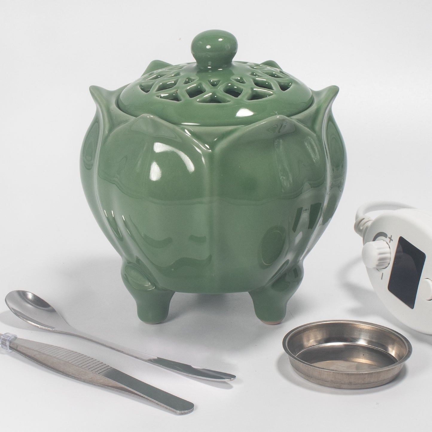 Lotus Ceramic Electric Incense Burner | Timer Temperature Control | Essential Oil Diffuser | Aromatherapy Warmer | Home Decor Gift