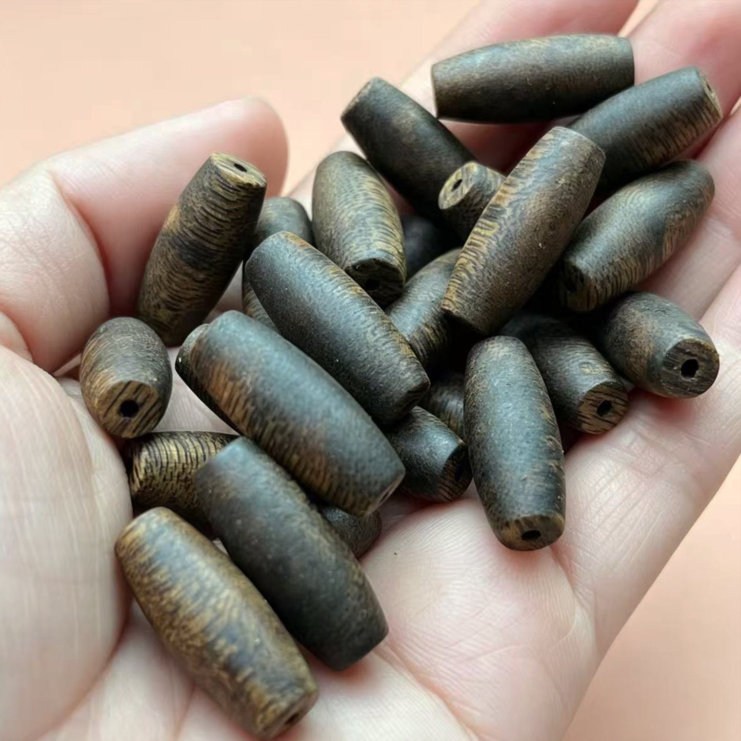 0.8cm Kyara Agarwood Dzi Beads | Natural Barrel Spacers | Tibetan Style Loose Beads | DIY Jewelry Making | Aromatic Wood Spacers