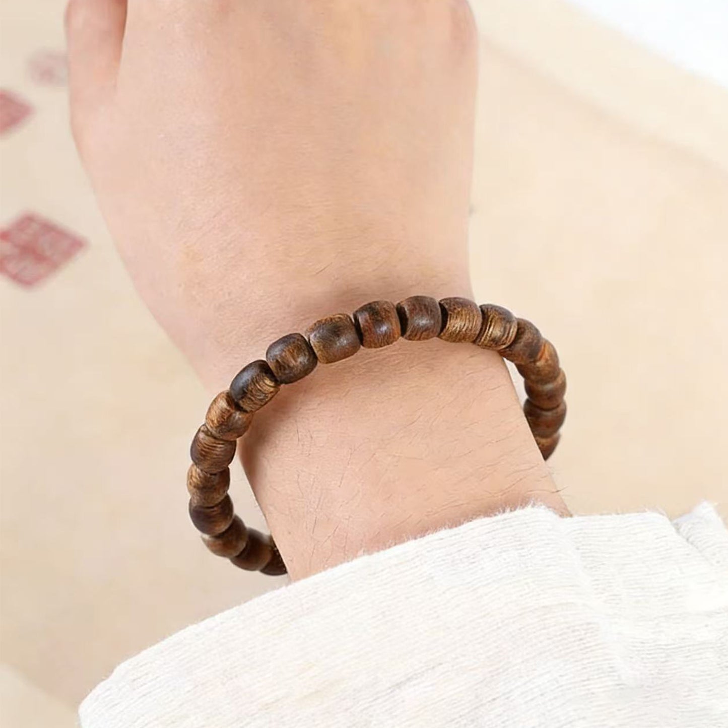 06mm Kyara Agarwood Bracelet Drum Beads | Barrel Drum Shape | Natural Resin Rich | Smooth Polished | Traditional Style