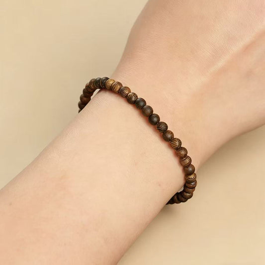Kyara Agarwood Bracelet 4mm Round Beads | Delicate Small Size | Classic Sphere Design | Natural Resin Rich | Smooth Polished