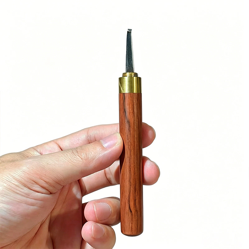 Agarwood Incense Cutting Hook Knife | Handcrafted Rosewood Handle with Brass Trim | Stainless Steel Blade | Spice Processing Tool | Artisan Wood Carving Gift