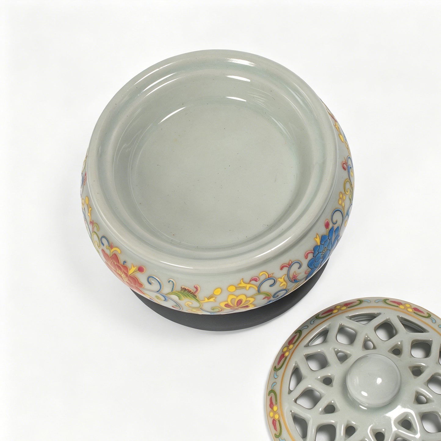 Digital Electric Incense Burner Cloisonné Lotus Timer Temperature Control Home Aroma Diffuser