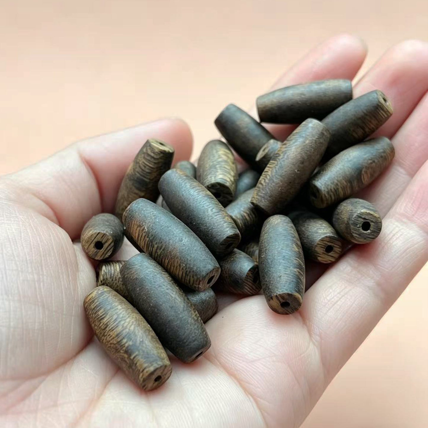 0.8cm Kyara Agarwood Dzi Beads | Natural Barrel Spacers | Tibetan Style Loose Beads | DIY Jewelry Making | Aromatic Wood Spacers