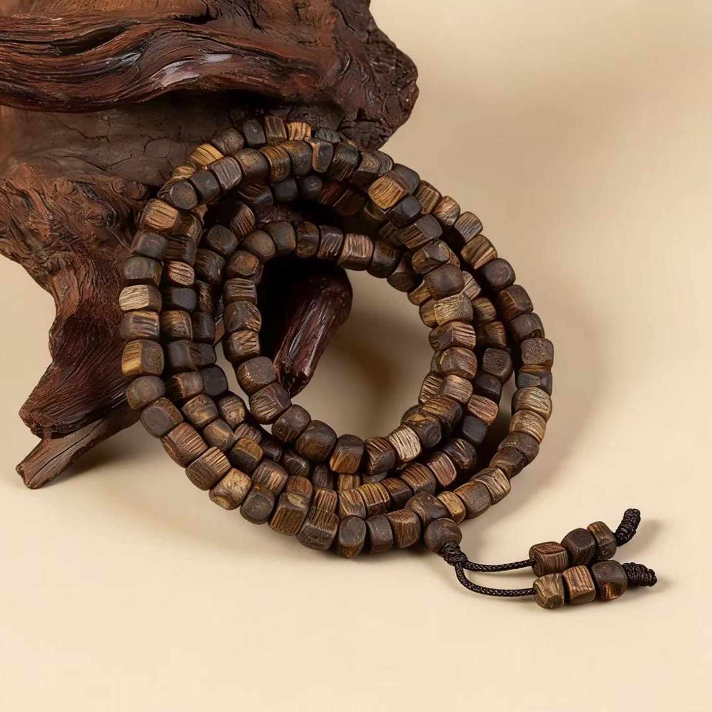 06mm Kyara Agarwood Bracelet Cube Beads | Square Sugar Cut | Natural Resin Rich | Smooth Polished | Geometric Modern Style