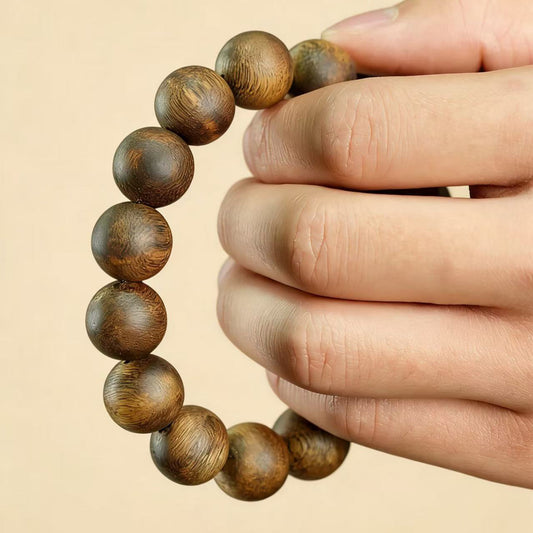 Kyara Agarwood Bracelet 15mm Round Beads | Classic Single Strand | Natural Resin Rich | Smooth Polished | Substantial Presence
