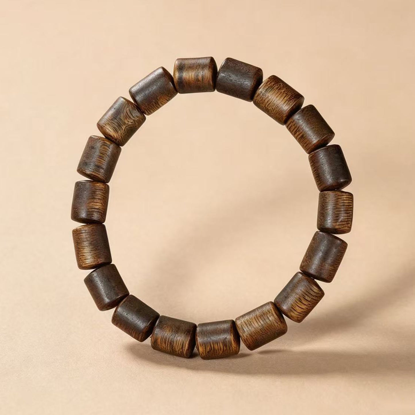 10mm Natural Kyara Agarwood Bracelet, Cylinder Barrel Beads Oudh Mala, Authentic Aromatic Wood Prayer Beads, Spiritual Gift for Men & Women