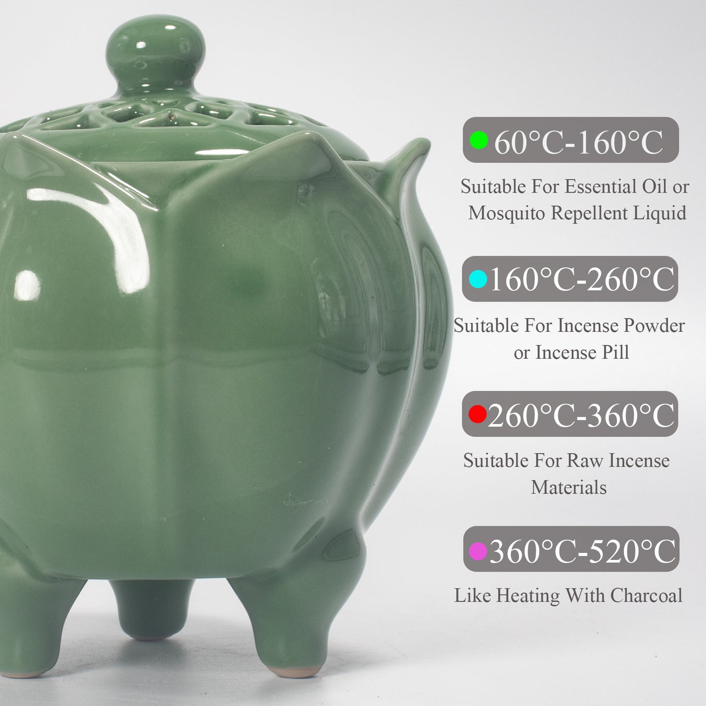 Lotus Ceramic Electric Incense Burner | Timer Temperature Control | Essential Oil Diffuser | Aromatherapy Warmer | Home Decor Gift