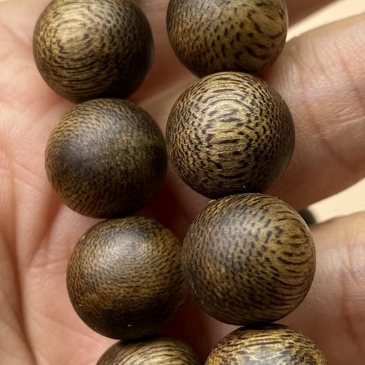 12mm Agarwood Bracelet | Natural Oud Wood Beaded Wristband | Artisan Crafted Wooden Jewelry | Unique Grain Texture
