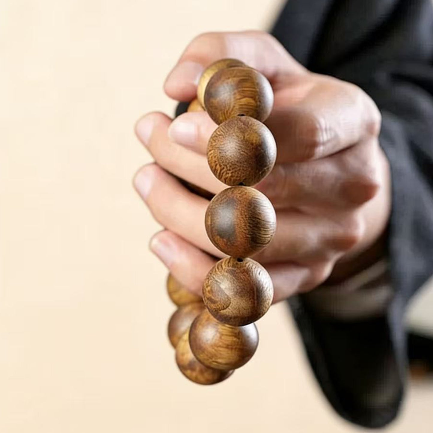 20mm Kyara Agarwood Bracelet Large Beads | Natural Wood Mala | Aromatic Resin Rich | Smooth Polished | Traditional Craft