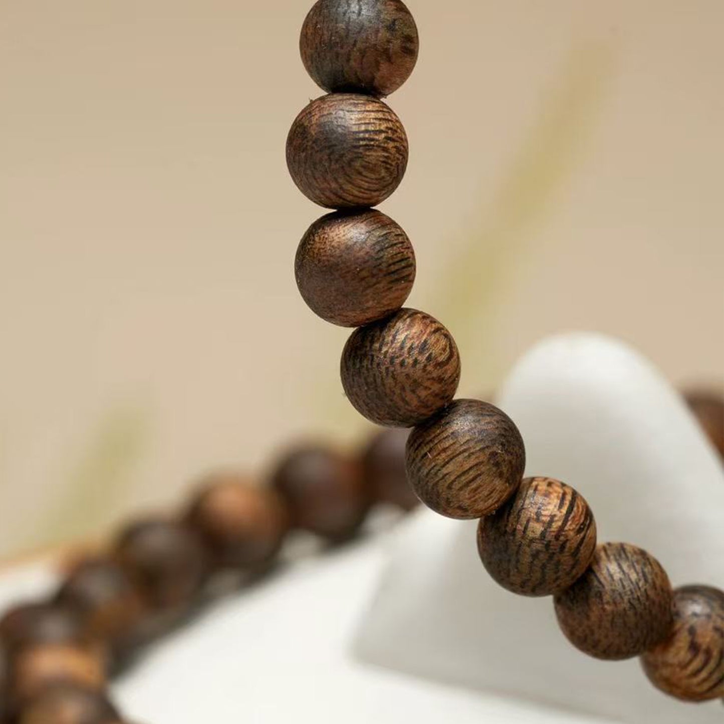 Natural Agarwood 5mm Round Bead Multi-Wrap Bracelet | Handcrafted Small Smooth Wood Beads | Layered Delicate Design | Subtle Natural Wood Aroma | Minimalist Unisex Jewelry Gift