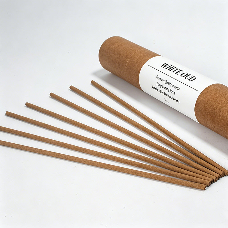 White Oud Agarwood Incense Sticks | Handcrafted Thick Natural Wood Incense | Rich Woody Aroma | Long-Lasting Scent | Home Fragrance Gift