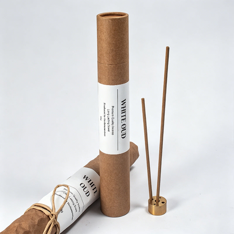 White Oud Agarwood Incense Sticks | Handcrafted Thick Natural Wood Incense | Rich Woody Aroma | Long-Lasting Scent | Home Fragrance Gift