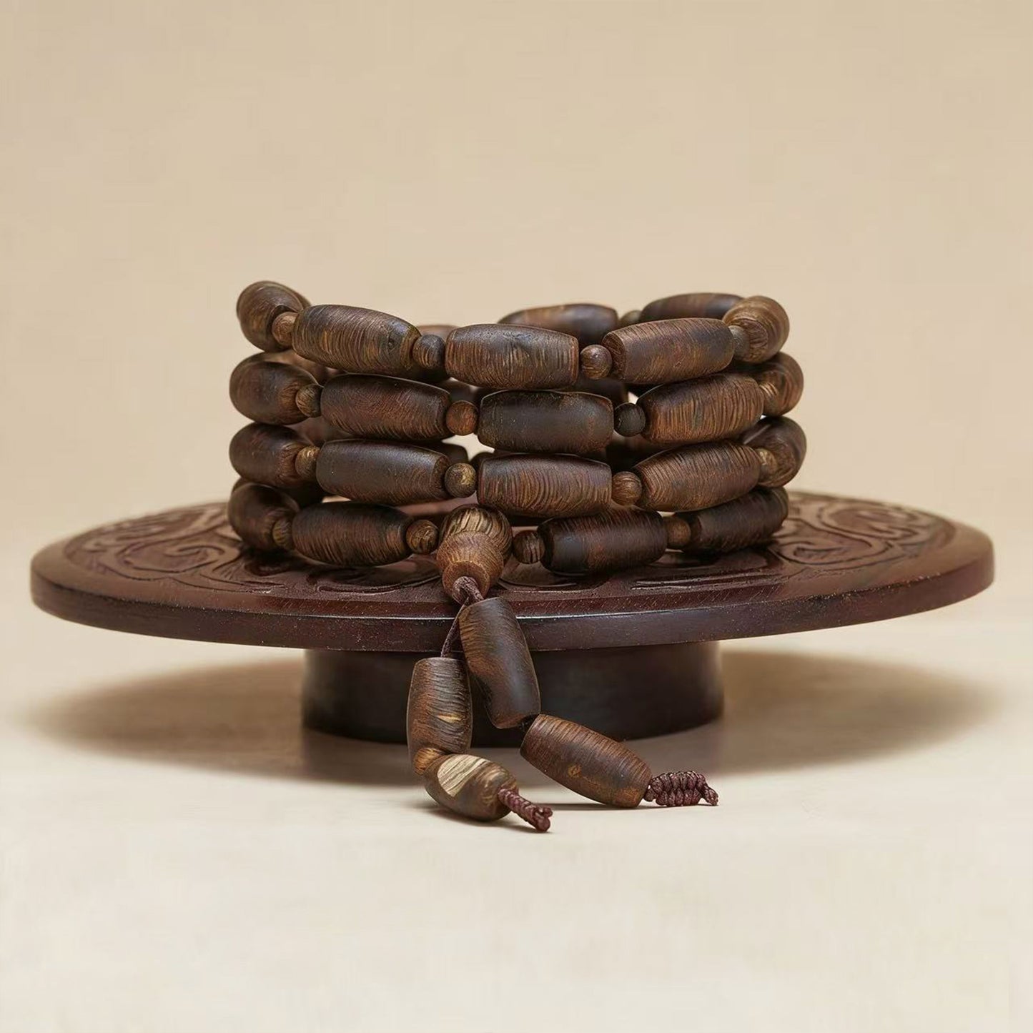 Kyara Agarwood Bracelet Multi-Layer | Natural Freeform Beads | Dzi Style Organic Shape | Aromatic Wood Mala | Traditional Craft