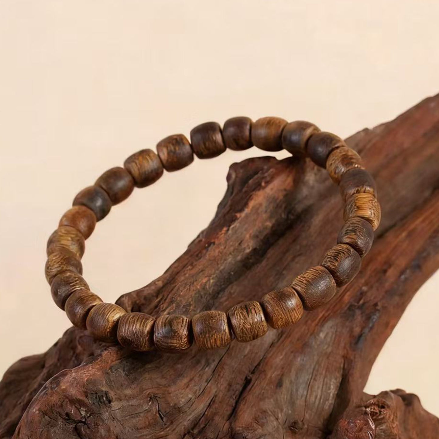 06mm Kyara Agarwood Bracelet Drum Beads | Barrel Drum Shape | Natural Resin Rich | Smooth Polished | Traditional Style