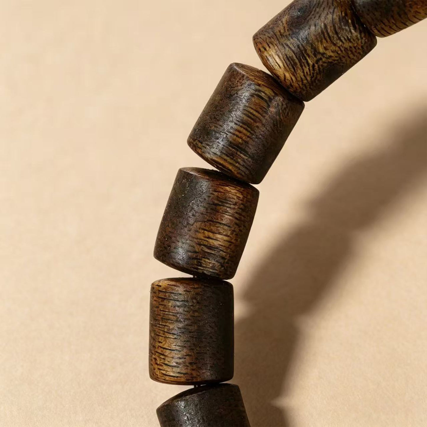 10mm Natural Kyara Agarwood Bracelet, Cylinder Barrel Beads Oudh Mala, Authentic Aromatic Wood Prayer Beads, Spiritual Gift for Men & Women