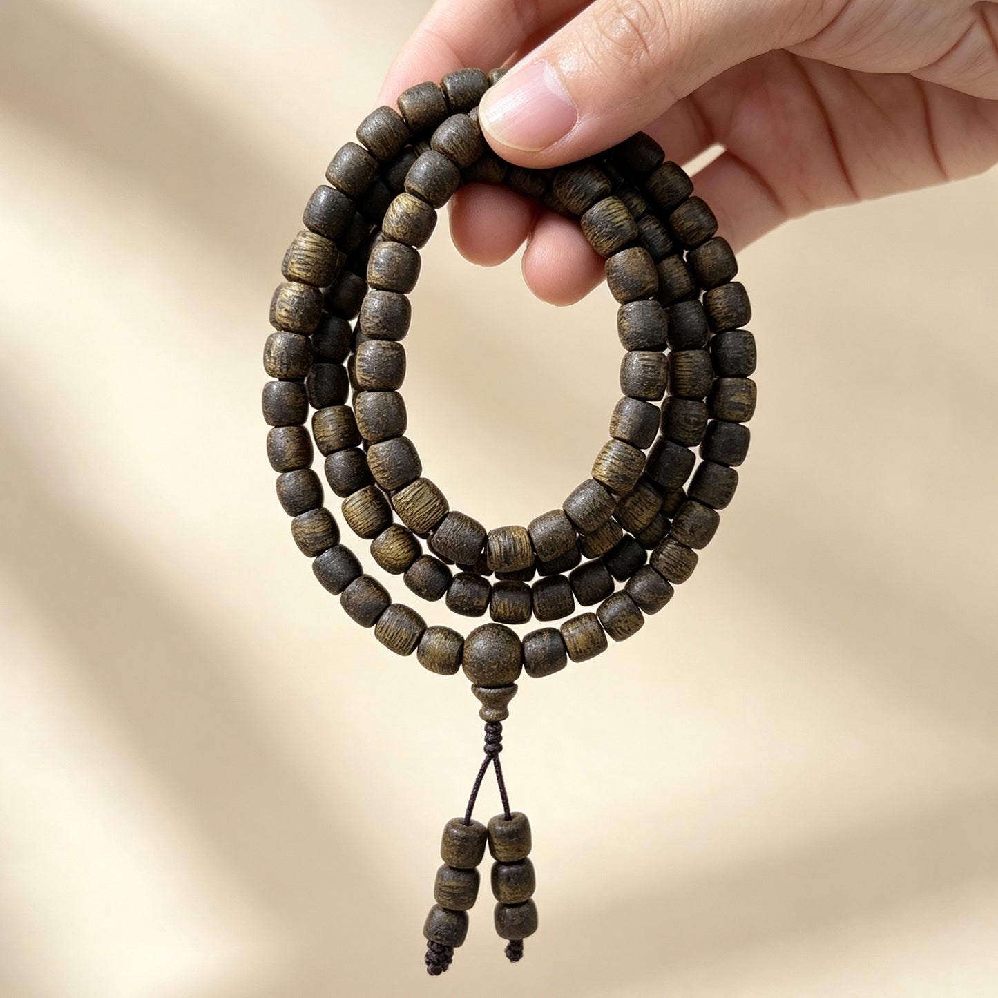 06mm Natural Agarwood Multi-Wrap Bracelet | Dark Resin Oud Wood Layered Necklace | Hand-Assembled Exotic Hardwood Jewelry