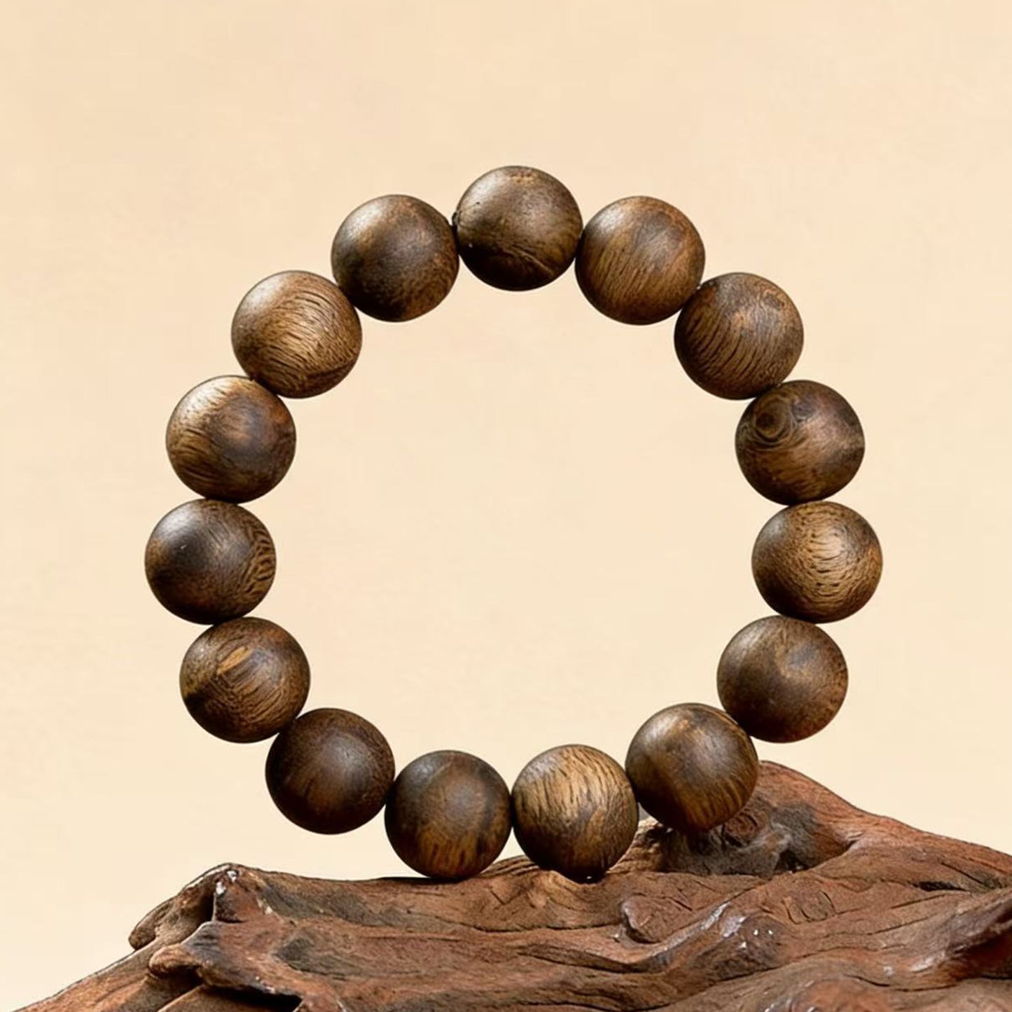 Kyara Agarwood Bracelet 15mm Round Beads | Classic Single Strand | Natural Resin Rich | Smooth Polished | Substantial Presence