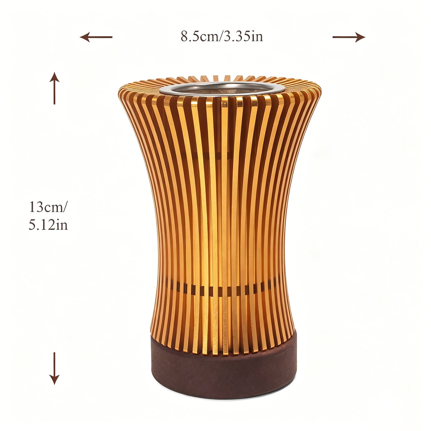 Tealight Candle Incense Burner Gold Metal Heat Diffuser Wood Base Aroma Gift Set