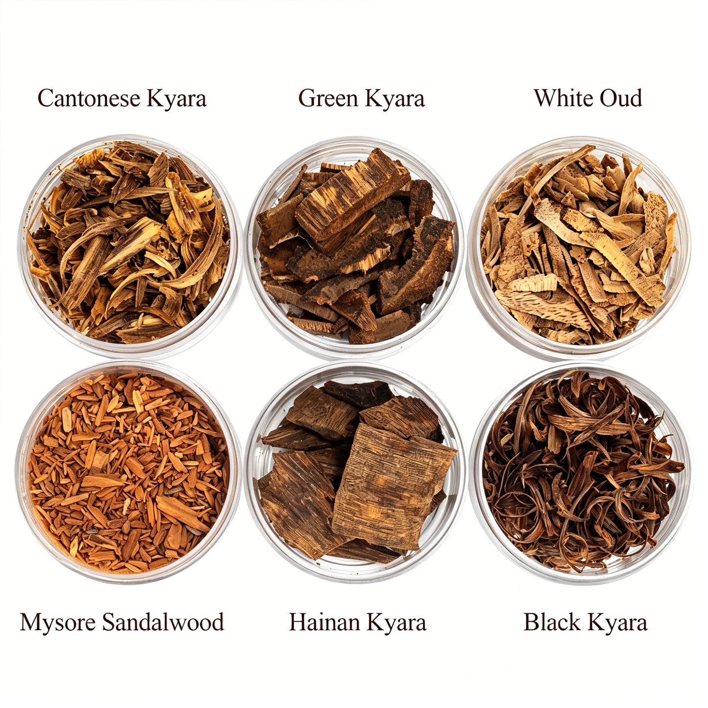 Natural Aromatic Wood Chips Sampler Set, 6 Varieties Agarwood & Sandalwood for Electric Burner, Premium Resin Incense Materials