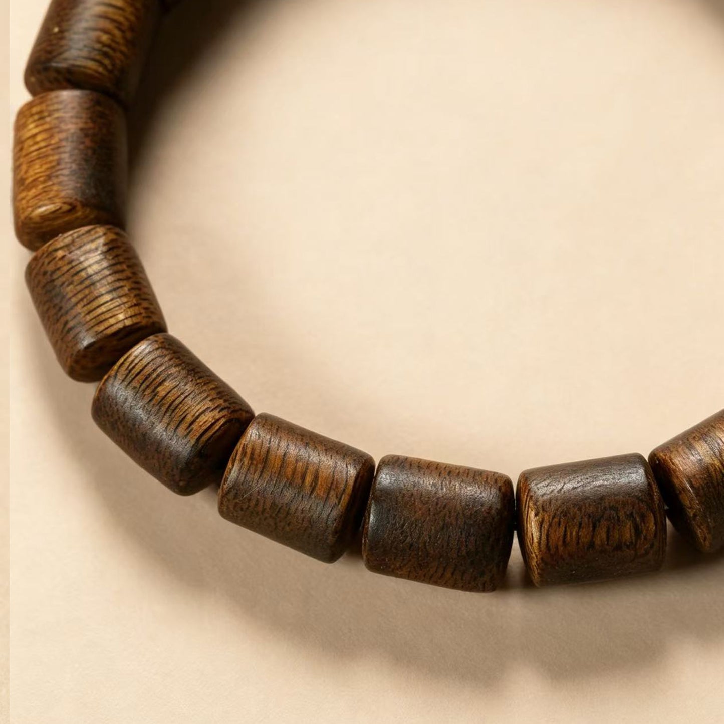 10mm Natural Kyara Agarwood Bracelet, Cylinder Barrel Beads Oudh Mala, Authentic Aromatic Wood Prayer Beads, Spiritual Gift for Men & Women