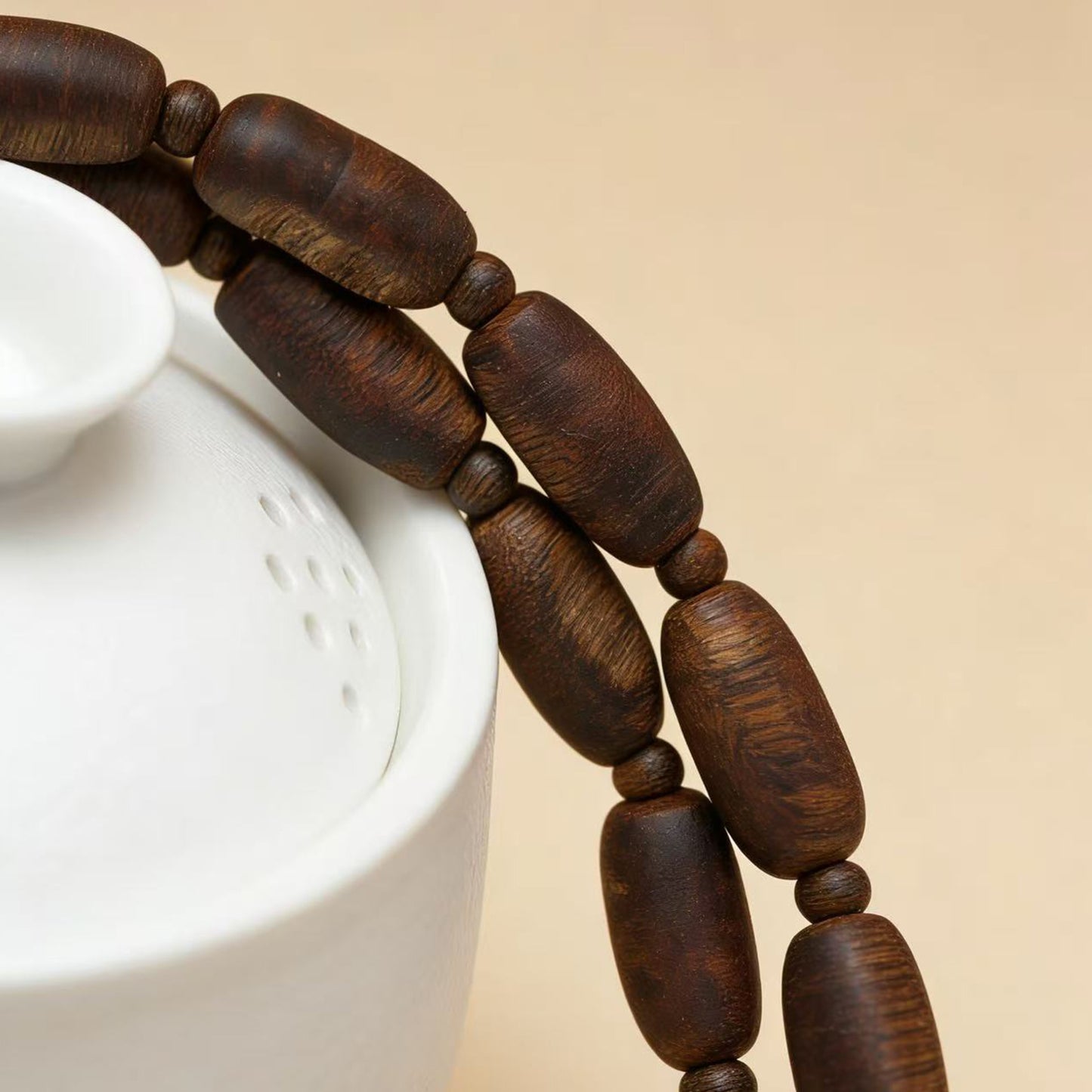 Kyara Agarwood Bracelet Multi-Layer | Natural Freeform Beads | Dzi Style Organic Shape | Aromatic Wood Mala | Traditional Craft