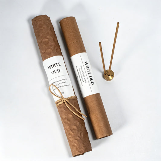 White Oud Agarwood Incense Sticks | Handcrafted Thick Natural Wood Incense | Rich Woody Aroma | Long-Lasting Scent | Home Fragrance Gift