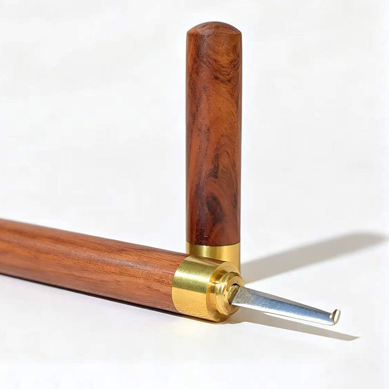 Agarwood Incense Cutting Hook Knife | Handcrafted Rosewood Handle with Brass Trim | Stainless Steel Blade | Spice Processing Tool | Artisan Wood Carving Gift