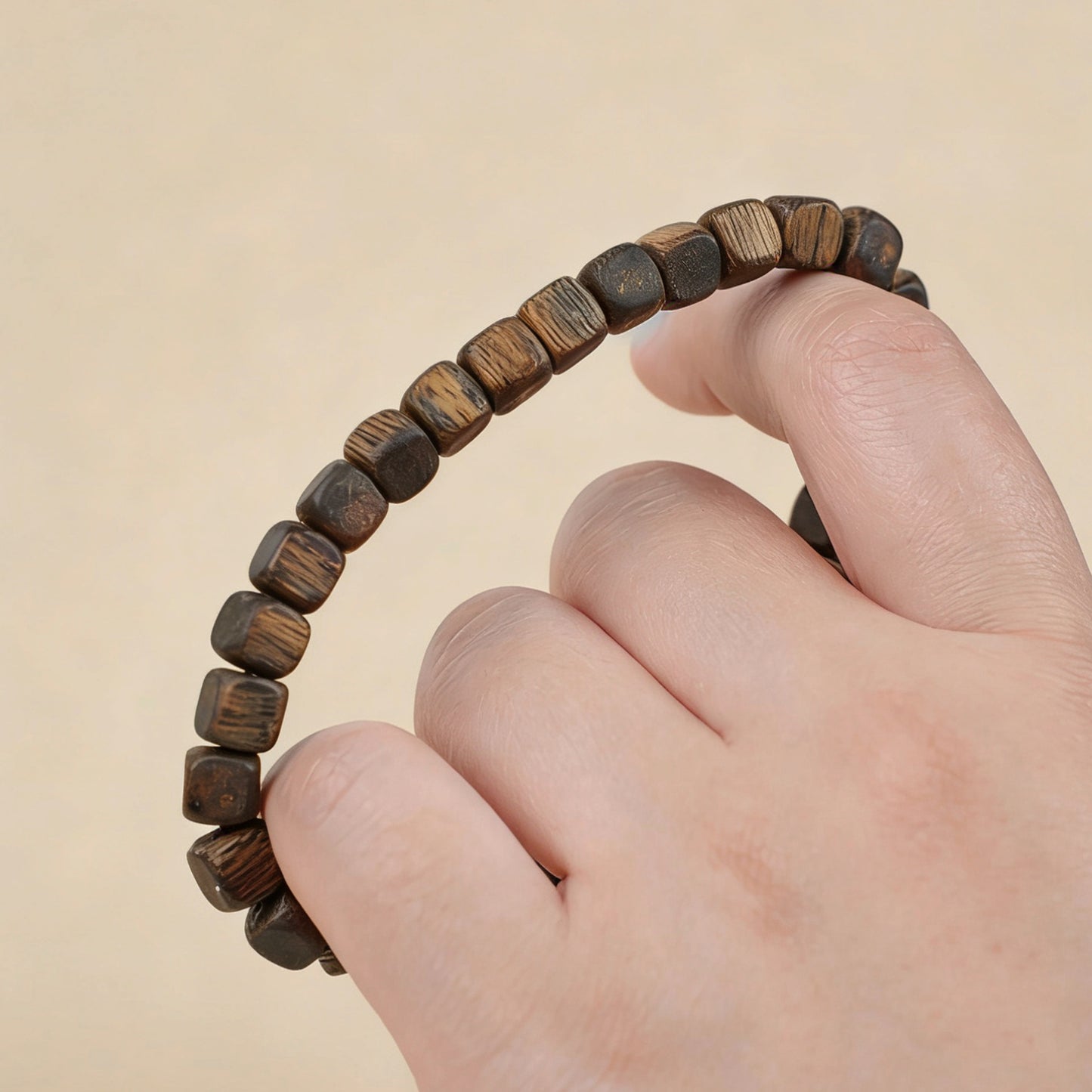 06mm Kyara Agarwood Bracelet Cube Beads | Square Sugar Cut | Natural Resin Rich | Smooth Polished | Geometric Modern Style