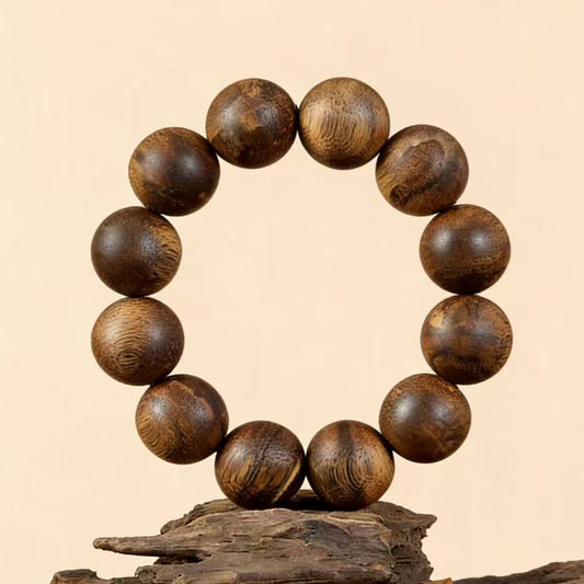 Kyara Agarholz Armband 20mm große Perlen | Natürliche Holz Mala | Aromatisch Harzreich | Glatt poliert | Traditionelle Handarbeit