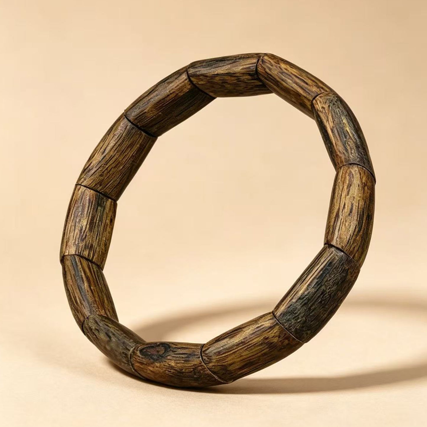 10mm | Handcarved Agarwood Bangle Bracelet | Natural Oud Wood | Artisan Crafted Wooden Cuff | Sustainable Plantation Sourced