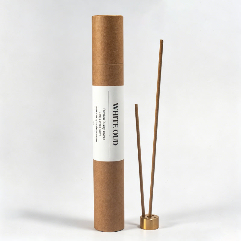 White Oud Agarwood Incense Sticks | Handcrafted Thick Natural Wood Incense | Rich Woody Aroma | Long-Lasting Scent | Home Fragrance Gift