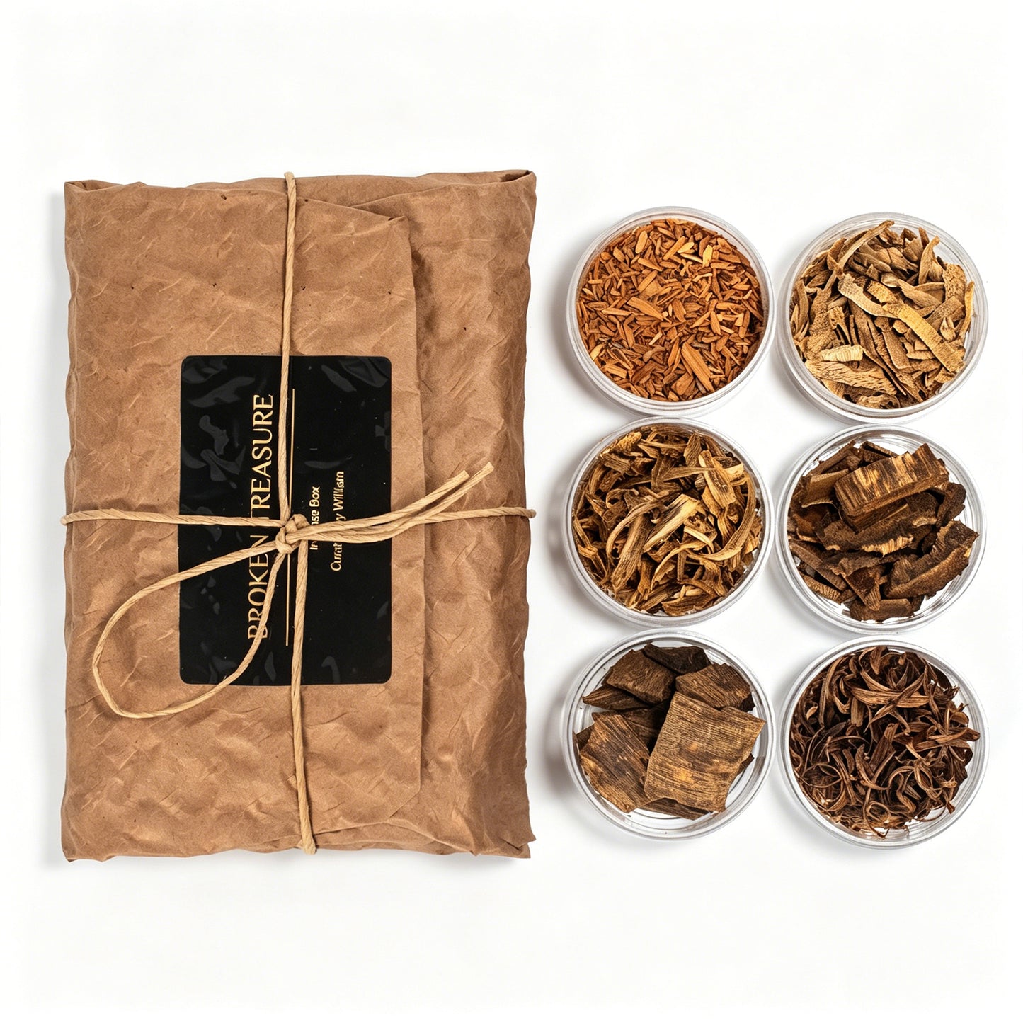 Natural Aromatic Wood Chips Sampler Set, 6 Varieties Agarwood & Sandalwood for Electric Burner, Premium Resin Incense Materials