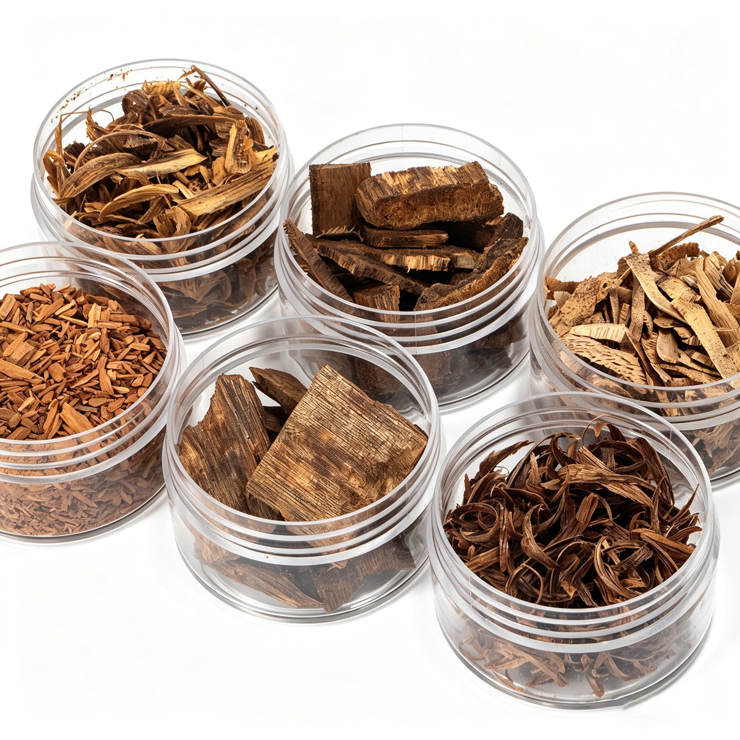 Natural Aromatic Wood Chips Sampler Set, 6 Varieties Agarwood & Sandalwood for Electric Burner, Premium Resin Incense Materials