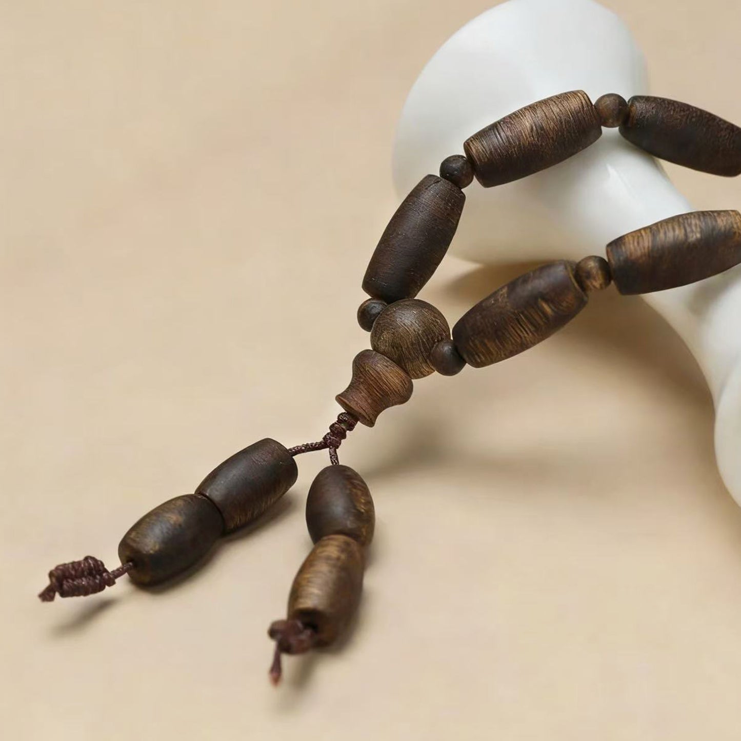 Kyara Agarwood Bracelet Multi-Layer | Natural Freeform Beads | Dzi Style Organic Shape | Aromatic Wood Mala | Traditional Craft